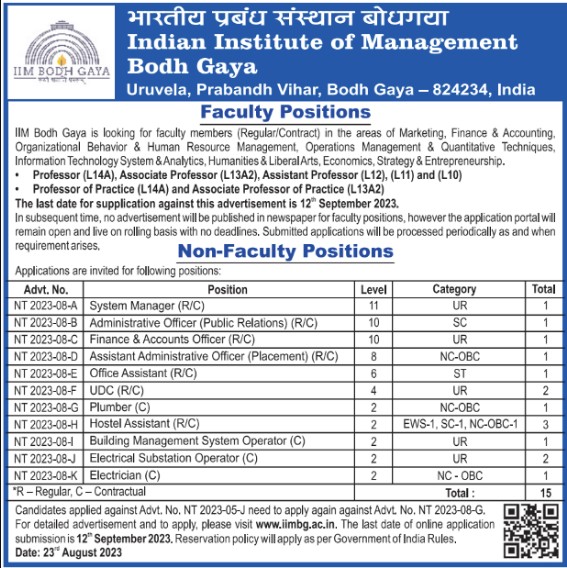 Iim Bodh Gaya Non Teaching Recruitment 2023 Online Application Form Tamilanguide 