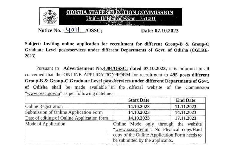 OSSC Recruitment 2023 495 Group B & C Posts; Apply Now! - Tamilanguide