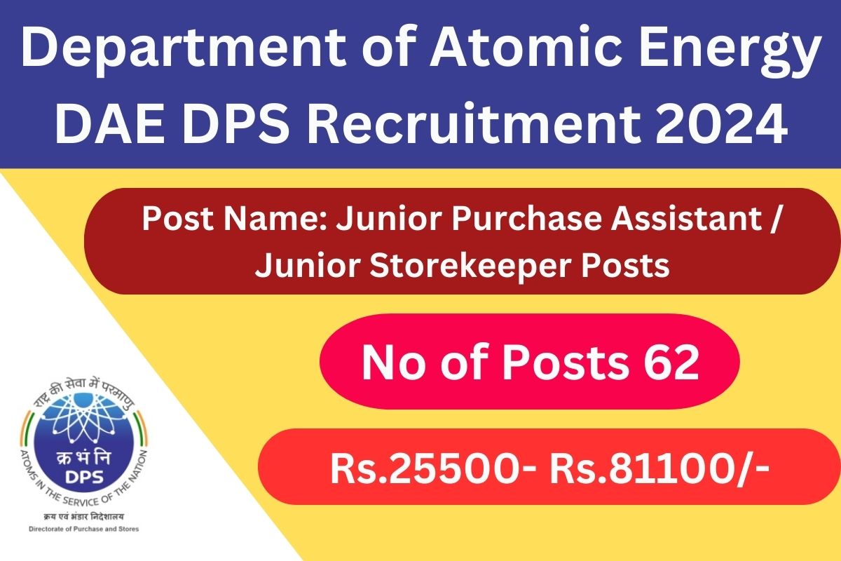 DAE DPS Recruitment 2024 62 JPA & JSK Posts; Apply Now! Tamilanguide