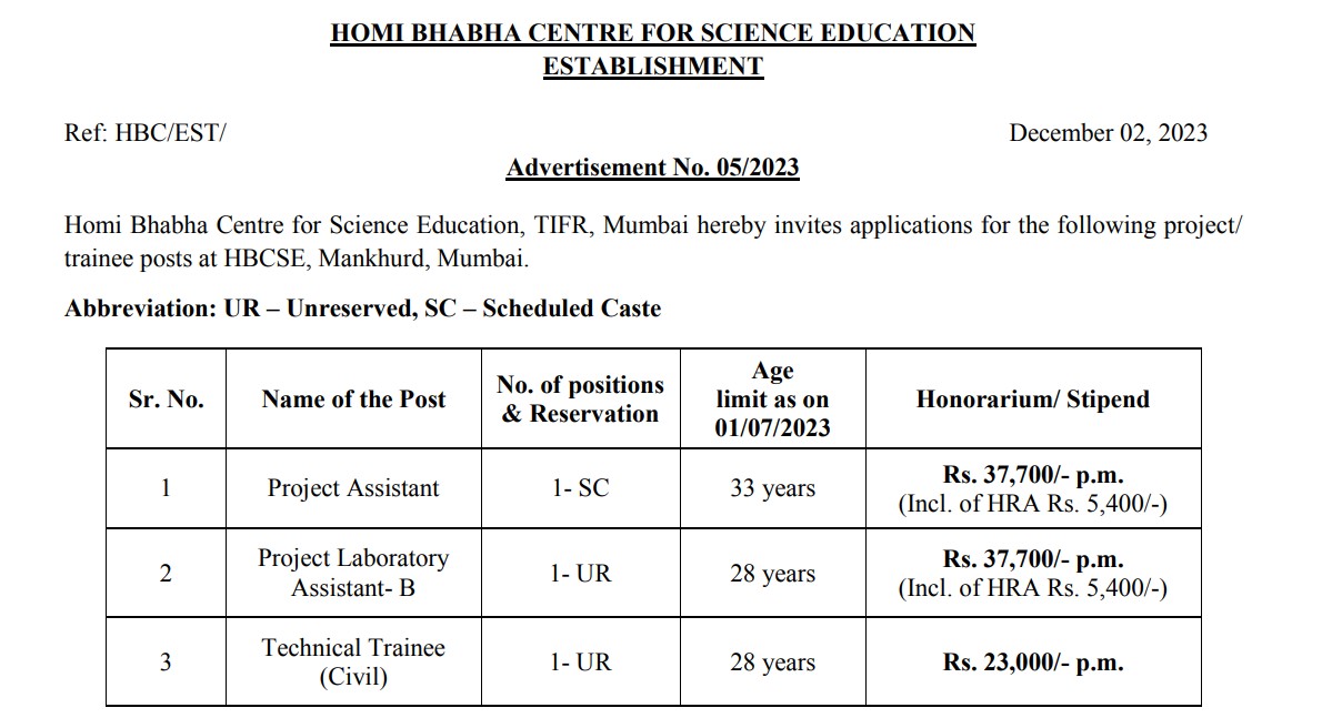 HBCSE Recruitment 2024 Technical Trainee Posts Apply Now Tamilanguide   HBCSE Recruitment 2024 Technical Trainee Posts Apply Now  