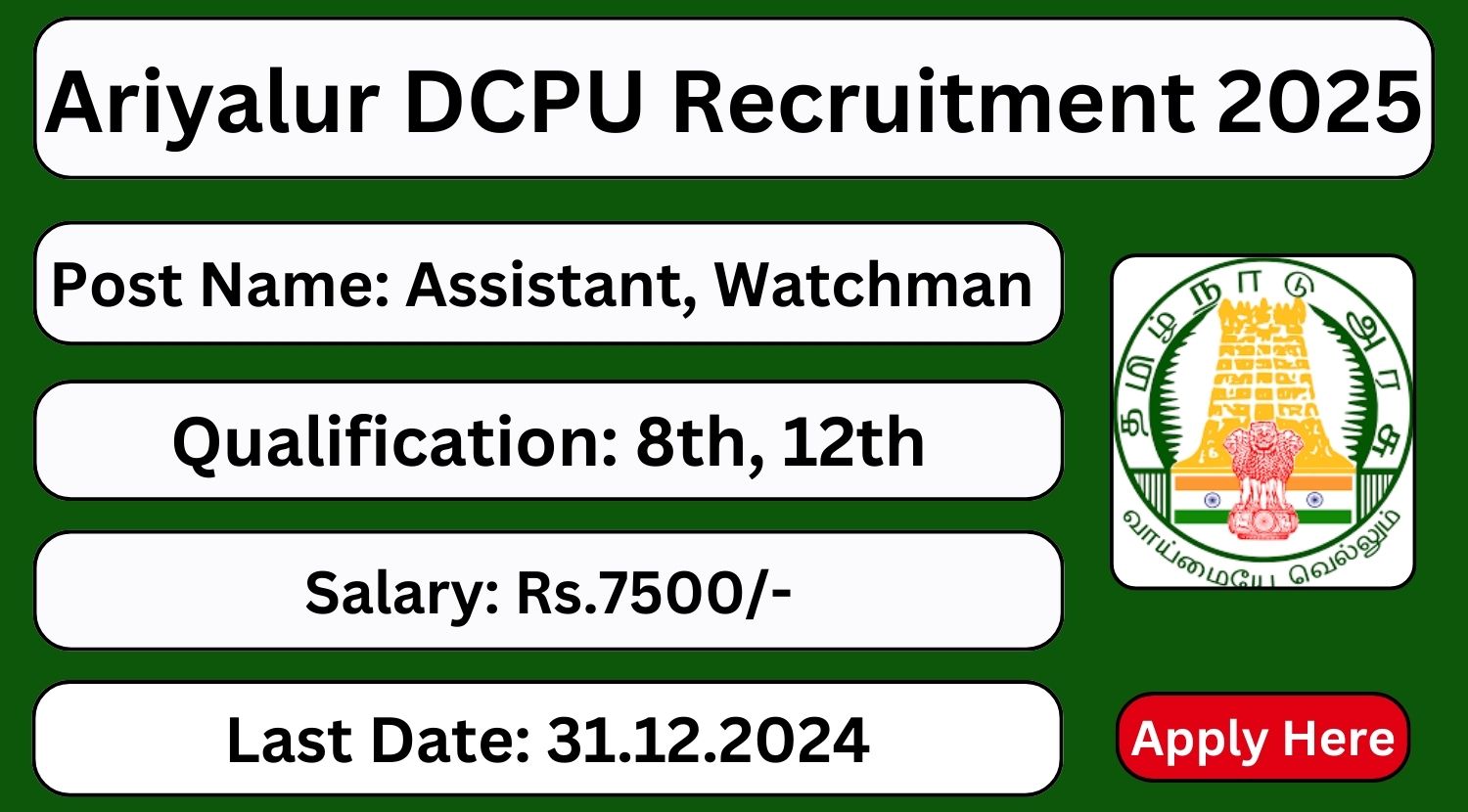 Ariyalur DCPU Recruitment 2025