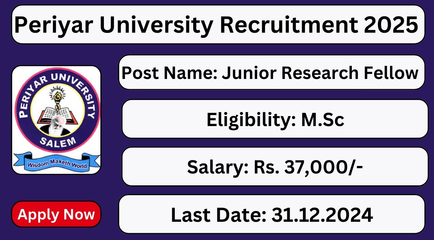 Periyar University Recruitment 2025