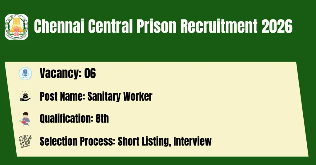 Chennai Central Prison Recruitment 2026