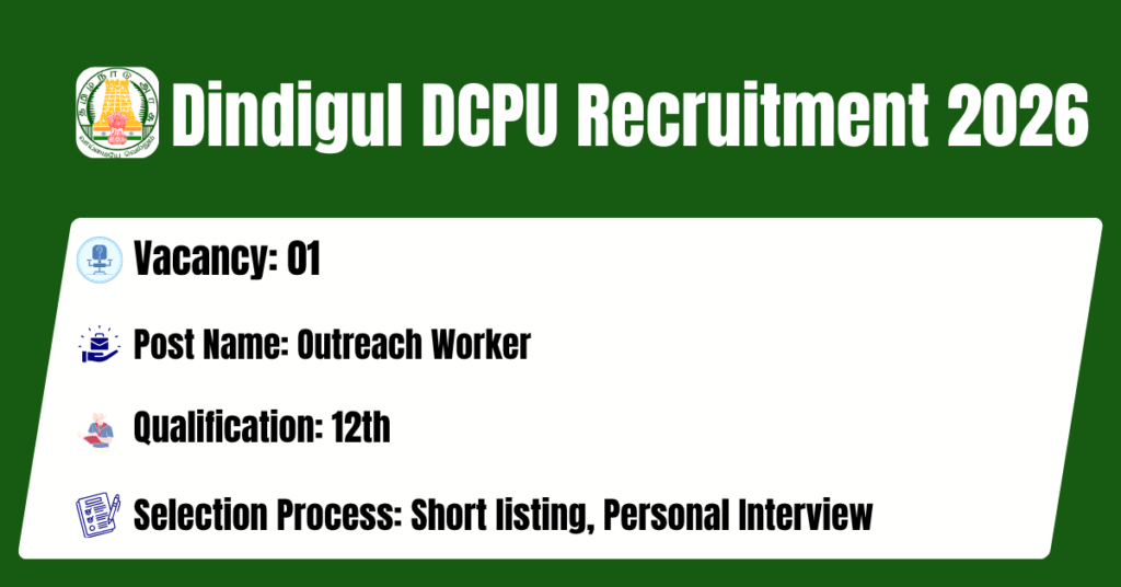 Dindigul DCPU Recruitment 2026