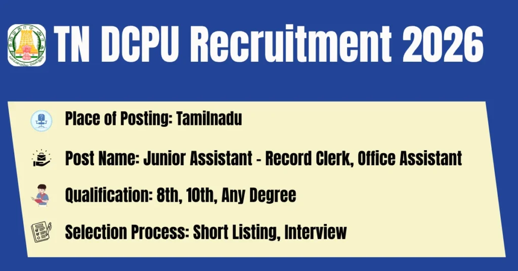 TN DCPU Recruitment 2026
